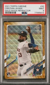 Topps 2021 cromo Cristian Javier #/50 RC refractor dorado PSA 9 como nuevo Pop1 solo 1⬆️ - Imagen 1 de 3