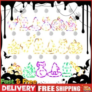 Halloween Lights Window Decoration Orange Pumpkin Green Spider Purple Witch Hat - Picture 1 of 21