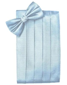 Cummerbund blu polvere raso e cravatta con fiocco in modelli assortiti - Foto 1 di 4