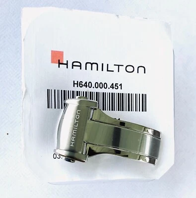 Original Hamilton 18mm Polished Steel Deployment Watch Buckle Clasp # 451 FA0818 - Image 1 of 4