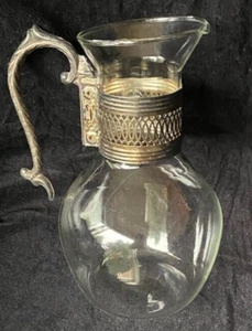 Vintage Corning Brand Silver Plated & Glass Coffee Or Tea Carafe - No Lid - Picture 1 of 3
