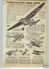 1940 PAPER AD Stinson Reliant Jumbo Toy 60" Model Airplane Waco Giant Korda's