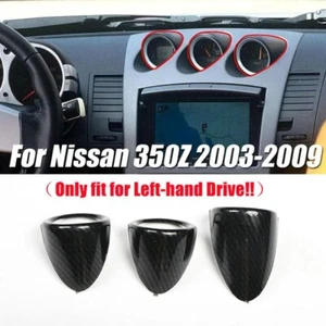 3x Carbon Fiber Dashboard Gauge Pod Pointer Cover Trim For Nissan 350Z Z33 03-09 - Foto 1 di 8