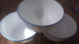 Corelle Super Soup Bowls Blue / Teal Rim 6-1/4x3" SET/6 M5 - Picture 1 of 3