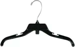 Children's Dress Hangers Shirt 100 Plastic Black 12" Clothing Tees Chrome Swivel - Picture 1 of 1