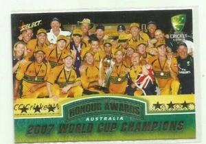 CRICKET AUSTRALIA 2007 SELECT HONOURS AWARDS WORLD CUP CHAMPIONS CARD HA2 ACB - Picture 1 of 1