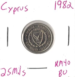 Moneda Chipre 25 millas 1982 KM40, envío combinado - Imagen 1 de 3