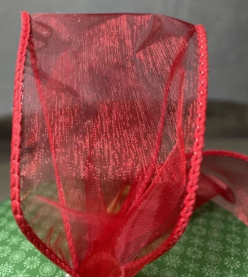 HOLIDAY TIME SHEER RED RIBBON 2.5"X75' - Image 1 of 2