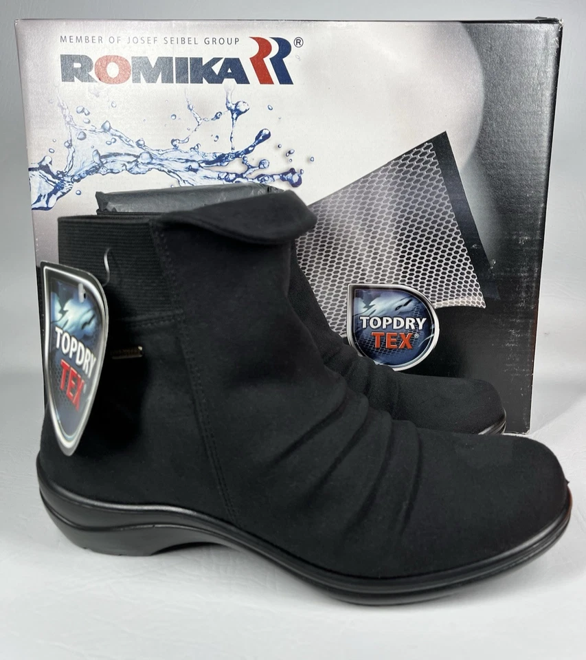 Romika Cassie 48 Women's Waterproof Ankle Boot Topdry Tex Black Sz 36 (US 5.5)