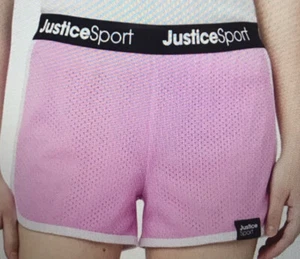 Justice Girls Lavender Mesh Shorts Elastic Waistband Logo Size Medium (10) New - Picture 1 of 4