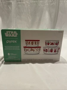 Pyrex Disney Star Wars 8 Piece Glass Storage Bowls Containers C3PO Vader Chewy - Picture 1 of 8