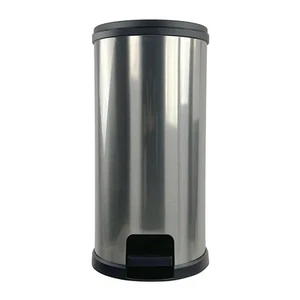Mainstays 7.9 Gallon Trash Can, Plastic Round Step Kitchen Trash Can, Silver - Picture 1 of 9