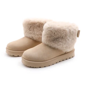 Lurnyet Damen Winter Kuschel Plüsch Stiefeletten mit Kunstfellbesatz Schleife Detail - Bild 1 von 86