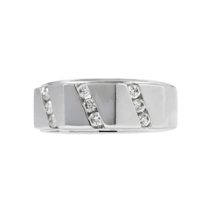 .38 Carat Diamond White Gold Mens Wedding Band Ring - Picture 1 of 5