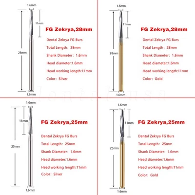 Fresas dentales FG cortadores de hueso de carburo acabado fresa 25 mm/28 mm Zekrya Foto 1 de 3