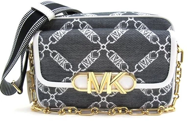 NEW Authentic MICHAEL KORS PARKER Chain Swag Camera Crossbody Black/Optic White - Image 1 of 4