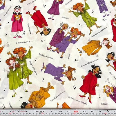 Sing It Sister Loralie Harris Quilting Treasures White Cotton by the HALF YARD - Image 1 of 2
