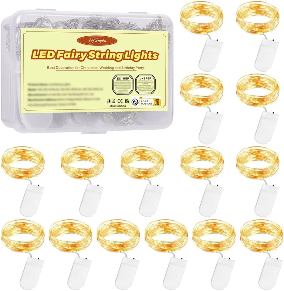 Stringa Luci LED a Batteria, 15 Pezzi Impermeabile 20 LED 2M Mini Lampada a Fili - Immagine 1 di 4