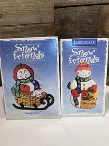 NIB Longaberger 1997 & 1998 Pottery Snow Friends Cookie Mold Snowmen Pair - Picture 1 of 4