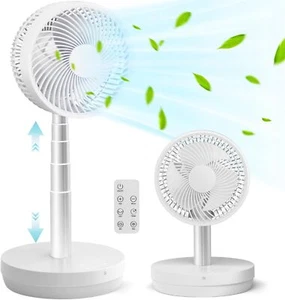 Portable Foldable Pedestal Oscillating Fan - Rechargeable Battery , 10 Speeds - Picture 1 of 7