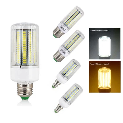 1X 6X 10X E27 E14 LED Corn Bulb Light 5730 SMD 7W 12W 15W 25W 45W White Lamps OQ - Image 1 of 4
