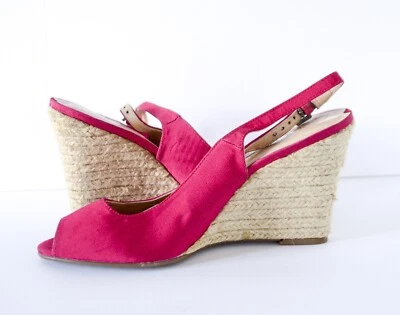 Para mujeres Via Spiga Rojo Punta abierta Cordones Cuña Alpargata Zapatos Tacones Talla 10M Foto 1 de 4