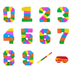 Party Pinata Pinatas with Buster Stick Blindfold Mask Birthday Game Numbers 0-9 - Picture 1 of 59
