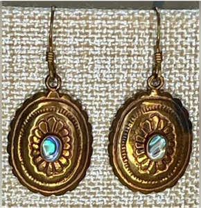 Vintage .925 Sterling Silver Native Southwestern MOP Abalone 🌈 Concho Earrings - Picture 1 of 10