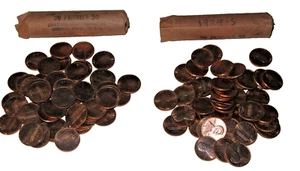 (2) 1974-S Lincoln Cent 2-50-Coin Rolls BU Toned Uncirculated 100 Unc Coins. - Picture 1 of 4