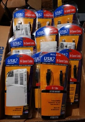 12 Pack - Belkin 6’ Hi-Speed Cable USB 2.0 A Plug/B Plug F3U133-06 NEW SEALED - Image 1 of 2