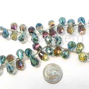 Rainbow iridescent crystal teardrop Beads 8x12mm. Faceted teardrop beads. - Picture 1 of 6