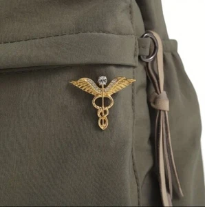 Crystal Caduceus Pin Brooch Medicine Symbol Lapel Pin - Picture 1 of 4