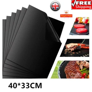 5PCS Pack BBQ Grill Mats OVEN LINER Protector Sheet Non Stick Reusable Cooking - Picture 1 of 12