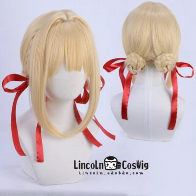 Anime Violet Evergarden Auto Memory Doll Cosplay Wig Light Golden Braid Hair - Image 1 of 4