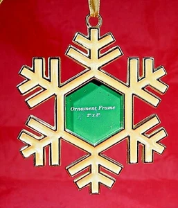 Gold & Silver Chrome Snowflake Picture Frame 2 x 2 hanging Holiday Ornament New - Picture 1 of 6