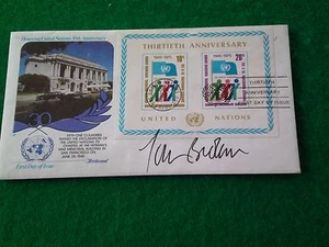 FUNDA PRIMER DÍA FIRMADA POR TOM BROKAW (NACIONES UNIDAS) - Imagen 1 de 1