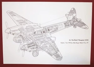 DE HAVILLAND MOSQUITO Aircraft Cutaway Cross Section A3 Print Lyndon Jones 1980 - Picture 1 of 2