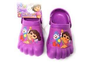 NEW Dora the Explorer Kids Purple Silly Feet Clogs Shoes Toddlers 5/6 7/8 9/10