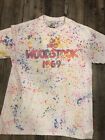 Woodstock 1969 Small Mens T-Shirt Paint Splatter Tie Dye 2017 Bird Guitar