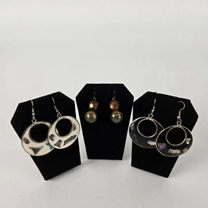 Assorted Vintage Dangle Earrings Set - 3 Pairs Abalone Shell & Bead Design Retro - Picture 1 of 6