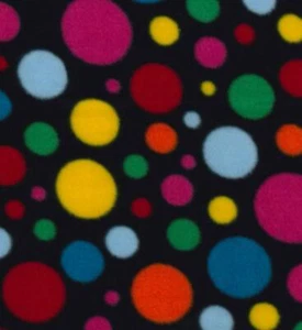 Printed Polar Fleece Fabric Material - MULTI SPOTS BLACK - Picture 1 of 1