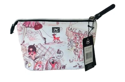 IZAK Love Paris Fashion Medium Makeup Zipper Pouch Nylon Y2K Shoe Diva Cute - Image 1 of 4