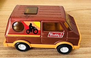 Buddy L Vintage Pressed Steel Panel Van Brown 4 3/4 inch, 1970's Made In Japan - Picture 1 of 6