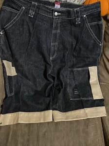 Pantaloncini vintage Musso denim taglia 40x14 neri larghi Y2K grunge falegname Y2k anni 90 - Foto 1 di 24