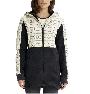 Burton WB Embry Full Zip Fleece Hooded Jacket Womens M Black Gray - Picture 1 of 14
