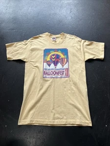 Vtg 1997 Howell Michigan Hot Air Balloon Fest Single Stitch Shirt Yellow Large - Picture 1 of 9
