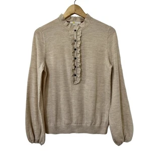 Boden Lara Frill Henley Merinowolle Pullover Gr. 8 beige neutral feminin - Bild 1 von 9