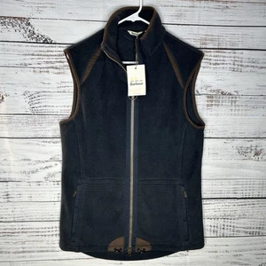 New Barbour Langdale Gilet Fleece Vest Navy Blue Brown Full-Zip Mens Medium $140 - Picture 1 of 8
