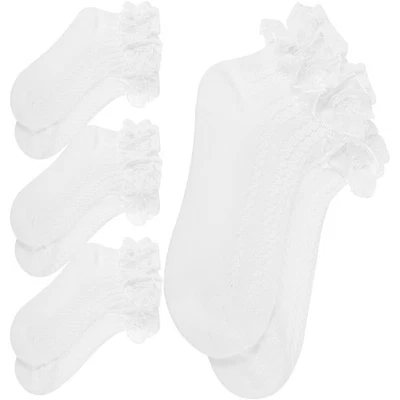  4 Pairs Lace Socks Baby Girls Ankle Socks Short Socks Dress Socks for Dancing - image 1 of 4