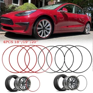 4PCS Alloy Wheel Rim Protector Wheels Cover Guards Tire Rings For Tesla Model 3 - Picture 1 of 34